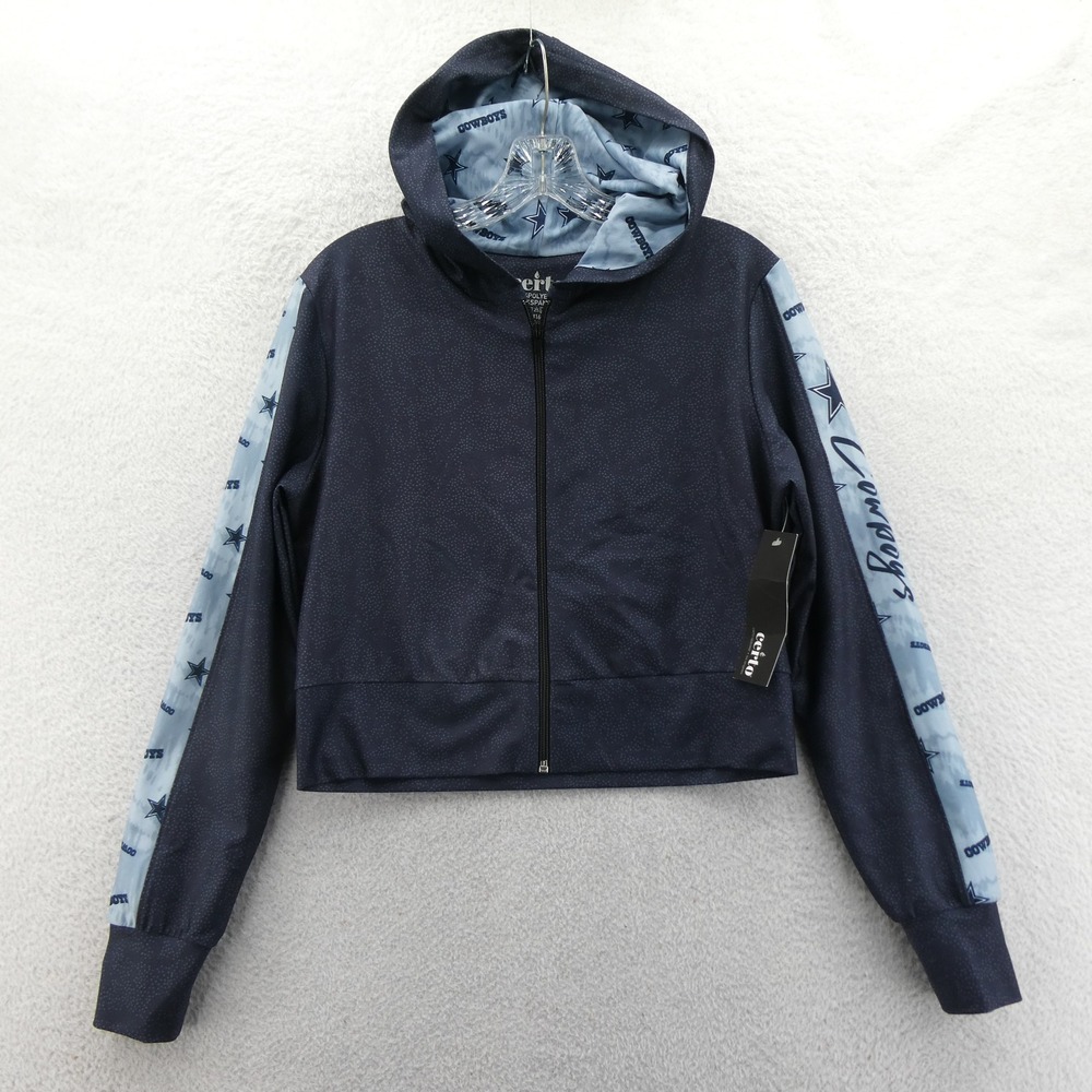 Certo Full Zip Hoodie Womens Small Dallas Cowboys Navy Blue‎ Star Cropped NFL